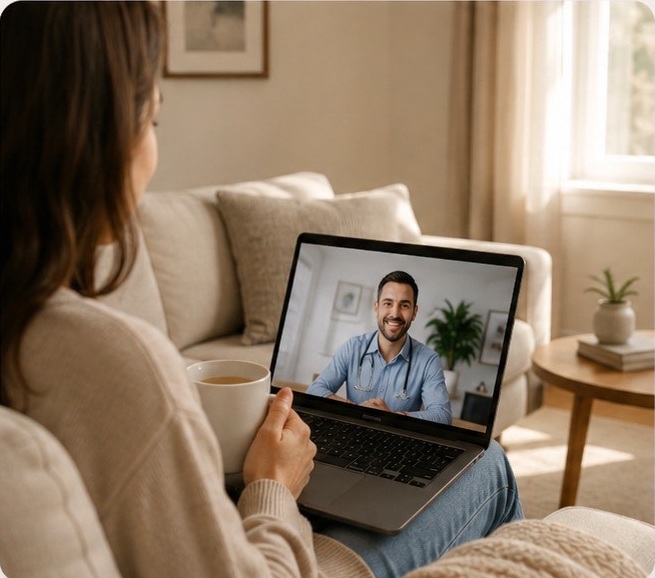 A telehealth visit joined from home